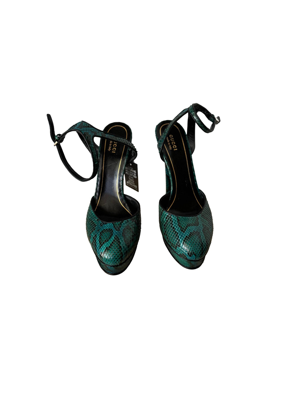Gucci Huston Python Leather Platform Pumps