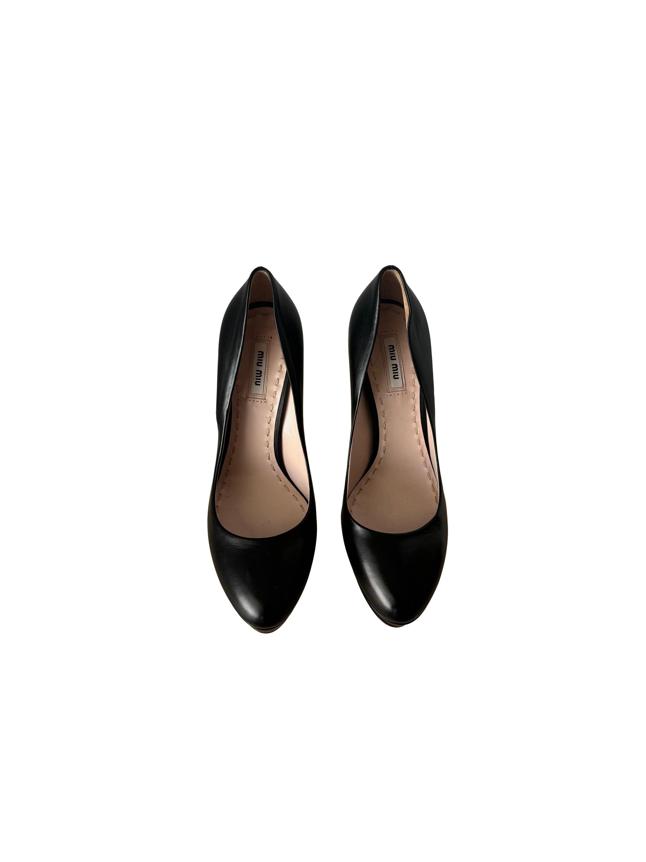 Miu Miu Black Leather Platform Pumps