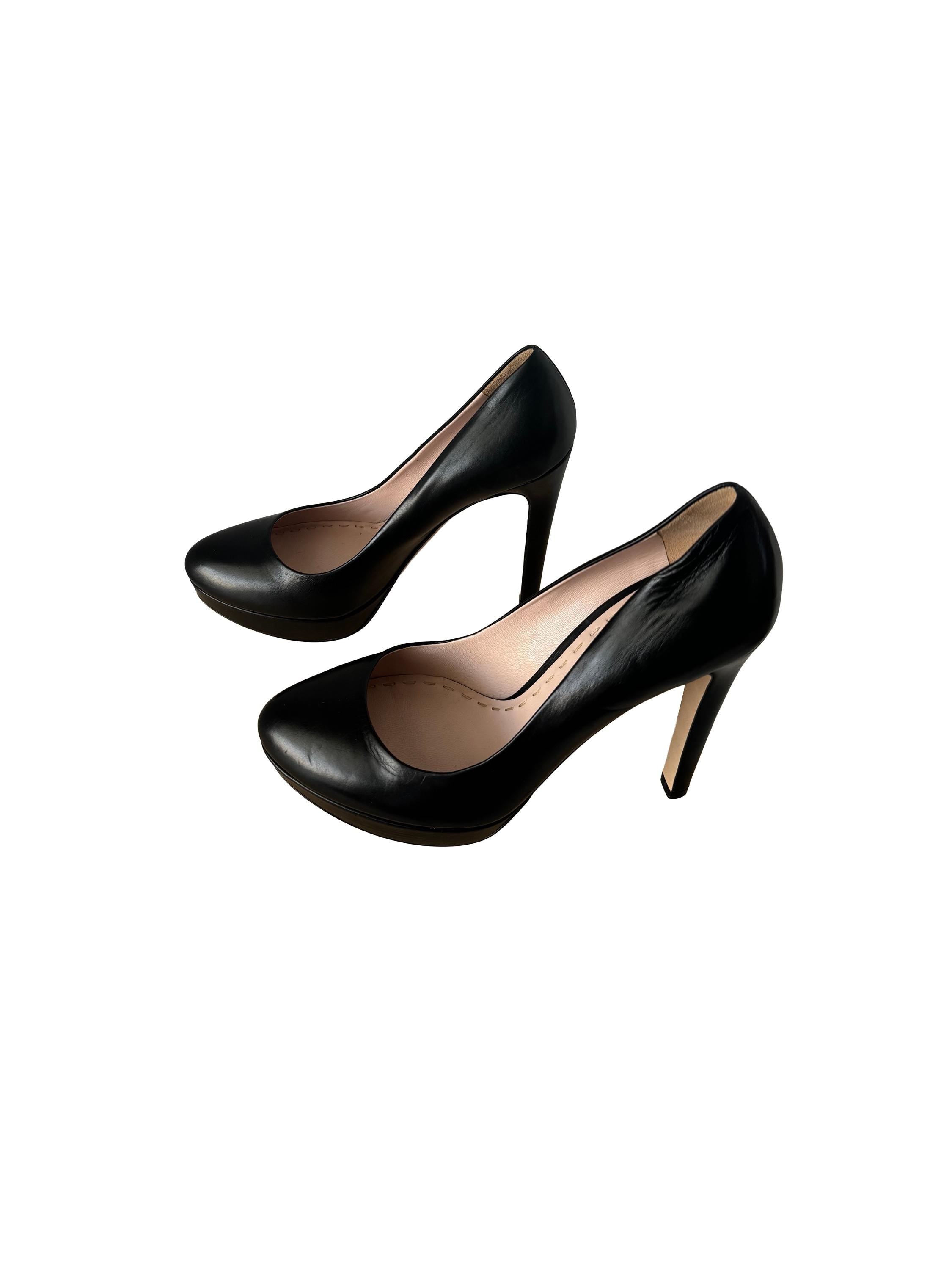 Miu Miu Black Leather Platform Pumps