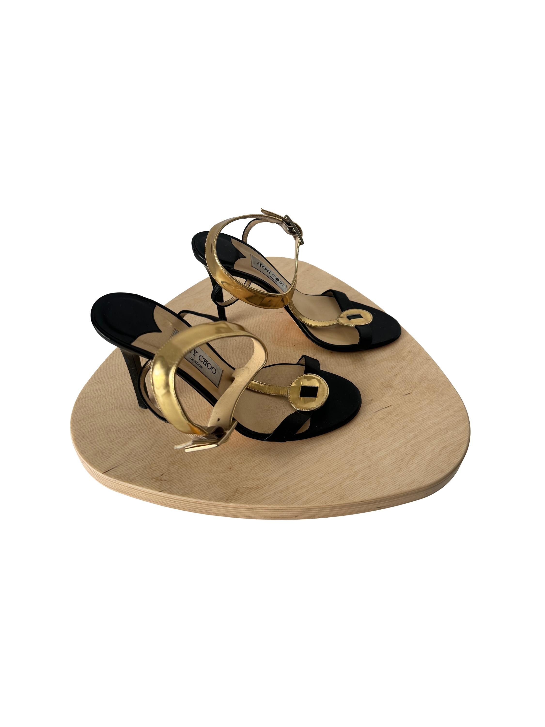 Jimmy Choo Vero Cuoio Heels Gold/Black