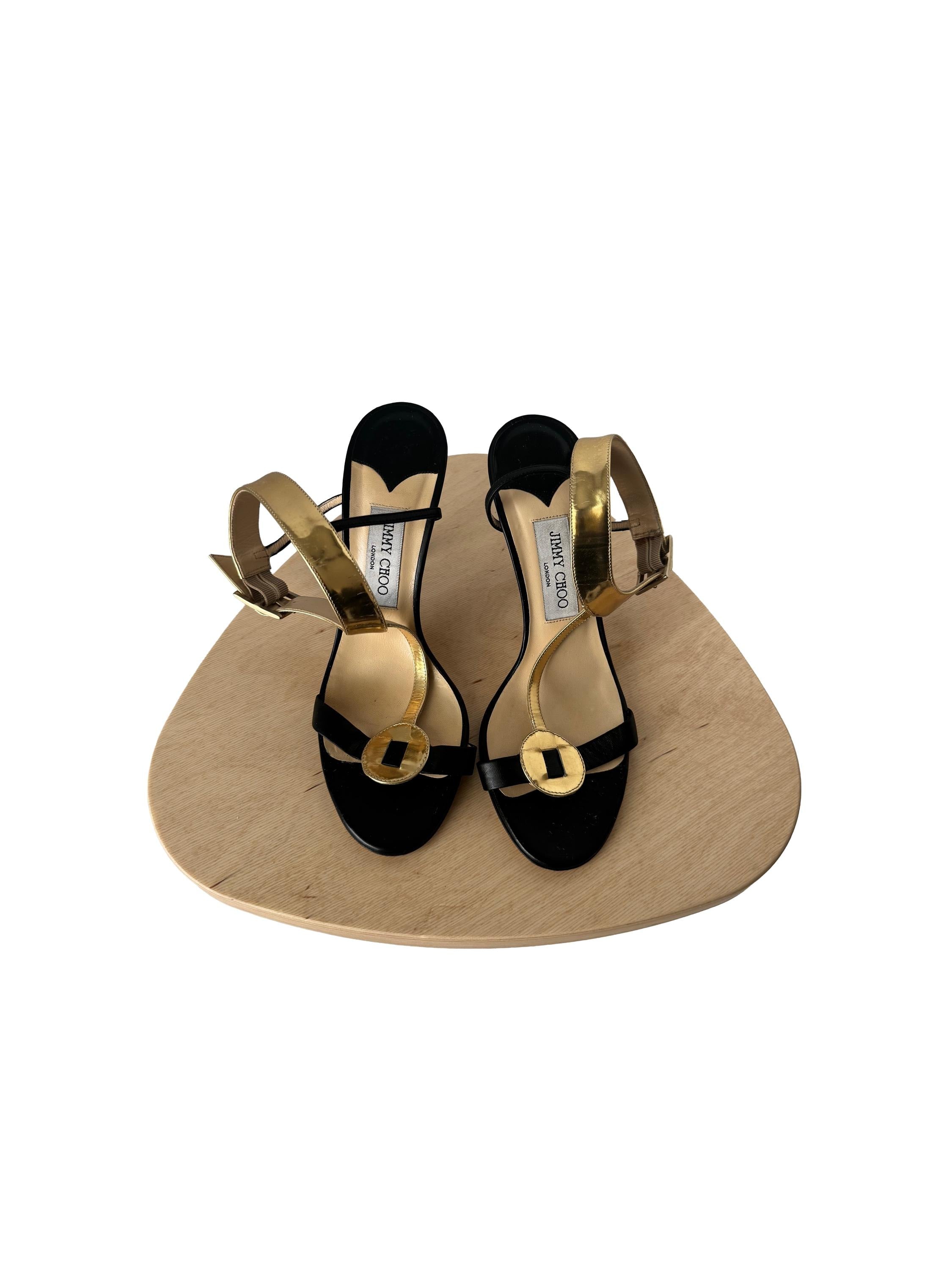 Jimmy Choo Vero Cuoio Heels Gold/Black