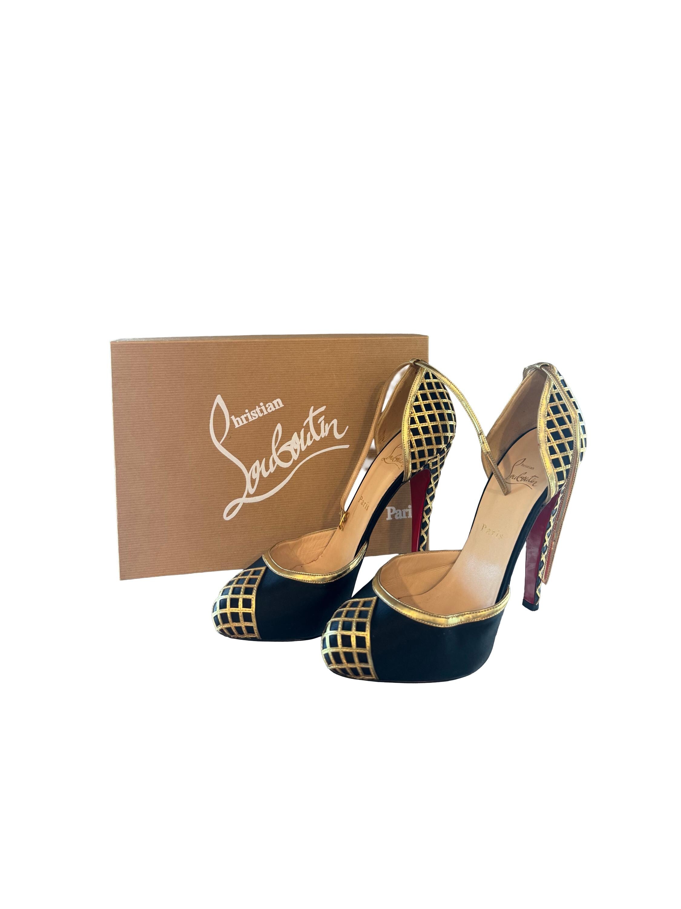 Christian Louboutin Annees Folles 140 d'Orsay Pumps 140 Crepe Black/Gold