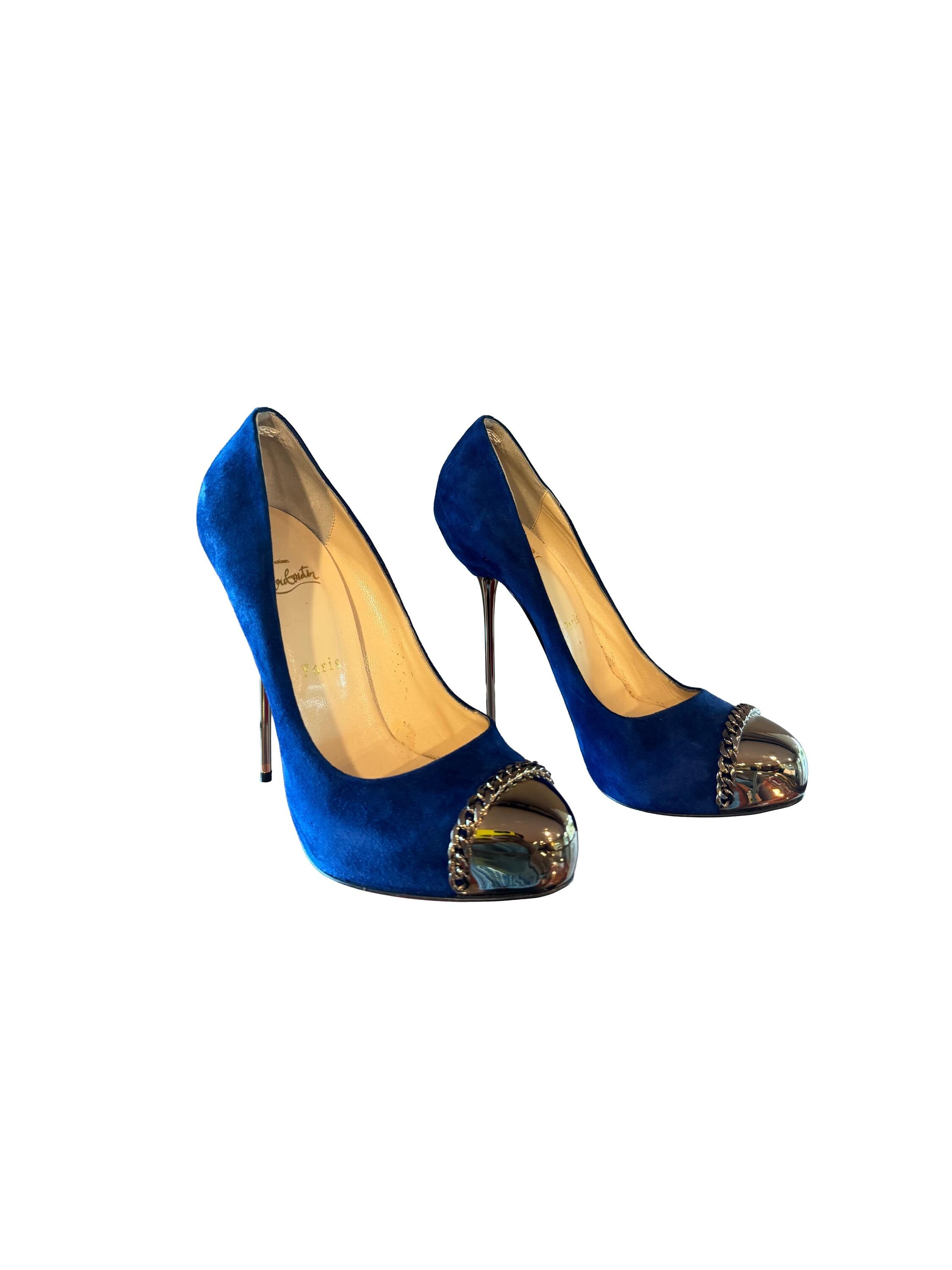Christian Louboutin Metalipp 120 Suede Royal Indigo