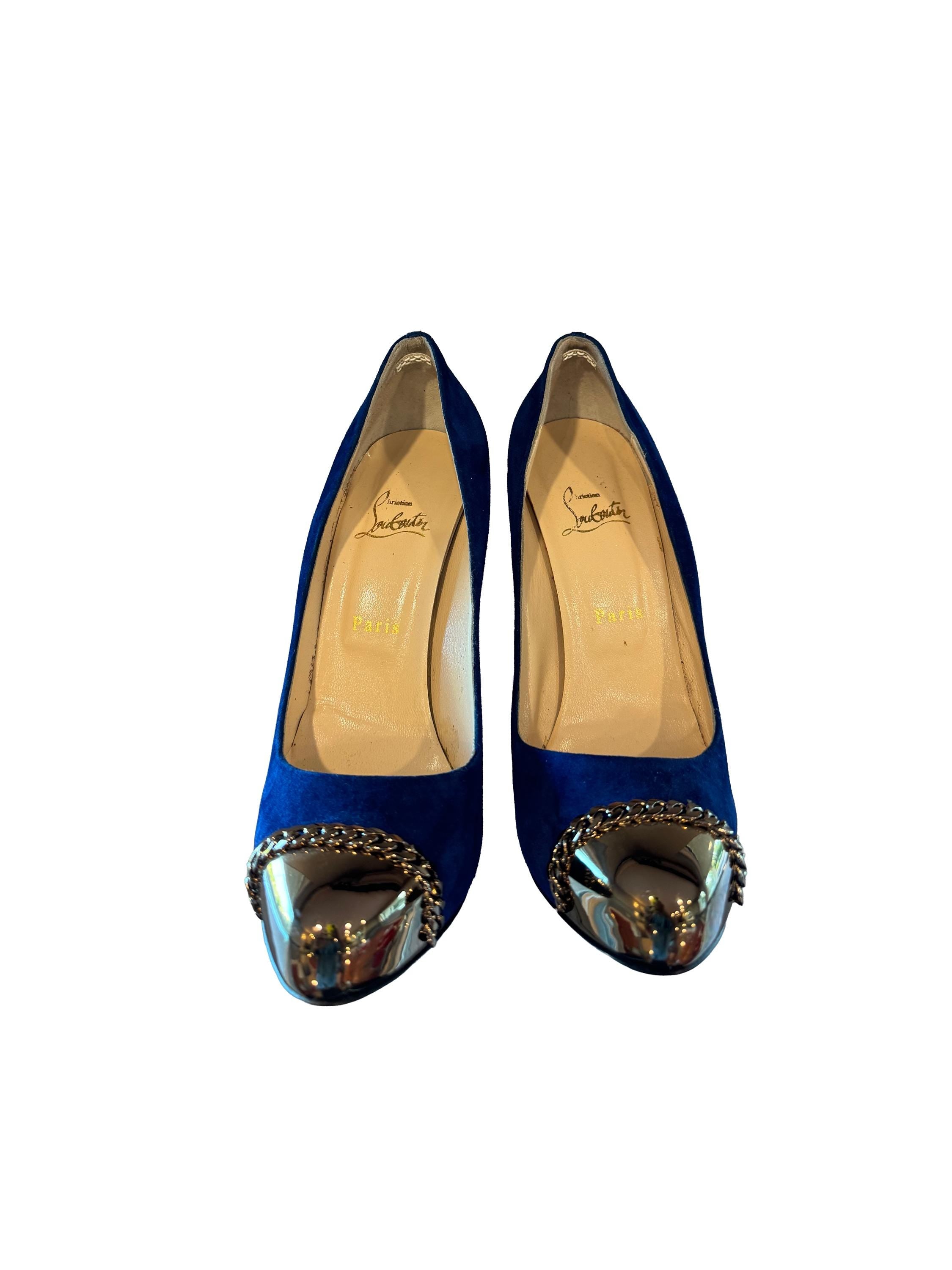 Christian Louboutin Metalipp 120 Suede Royal Indigo