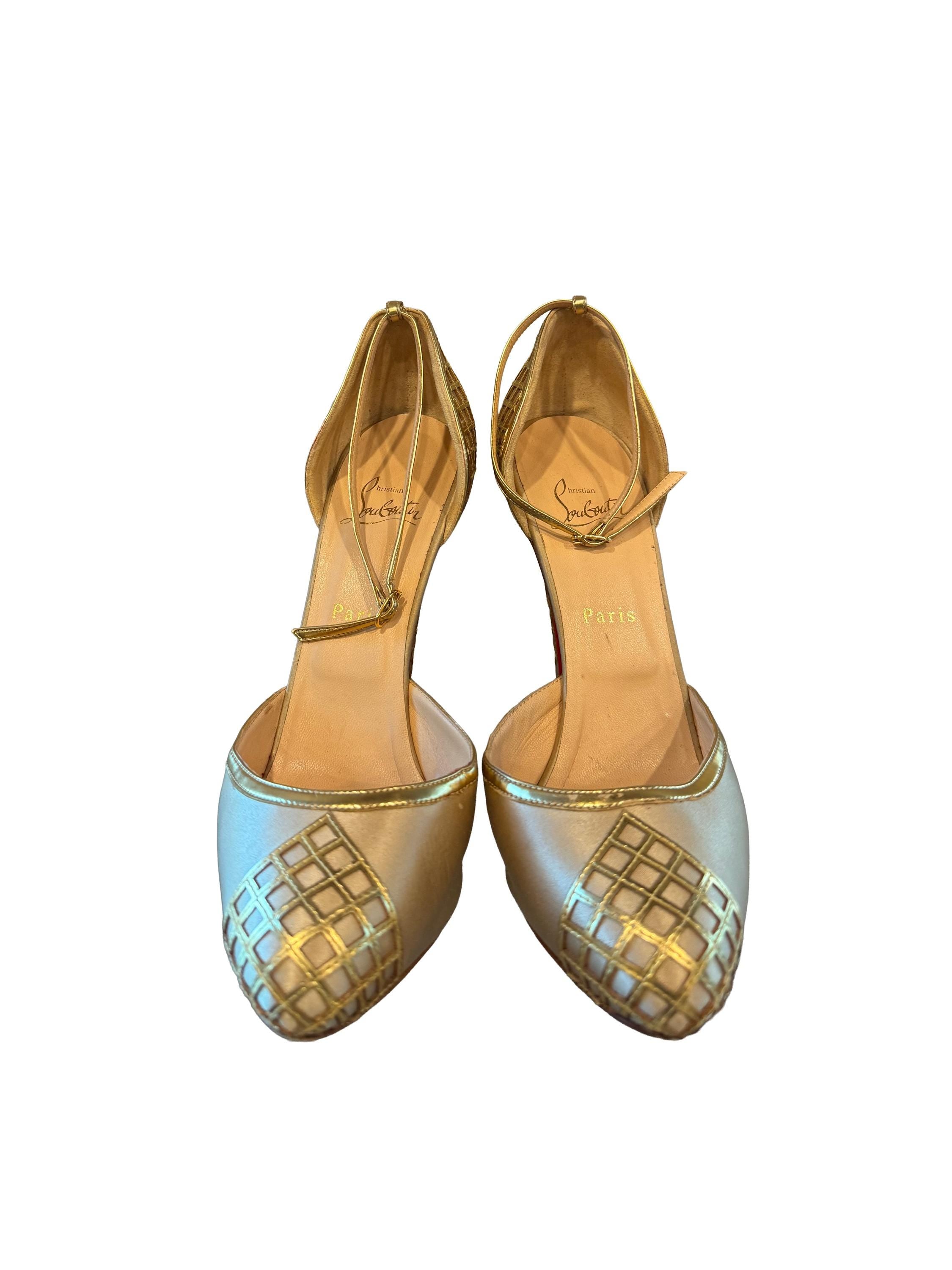 Christian Louboutin Annees Folles 140 d'Orsay Pumps 140 Crepe Champagne