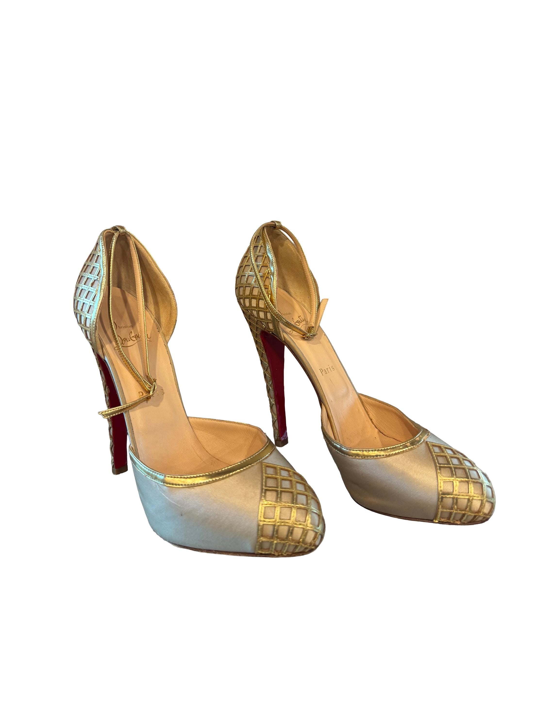 Christian Louboutin Annees Folles 140 d'Orsay Pumps 140 Crepe Champagne
