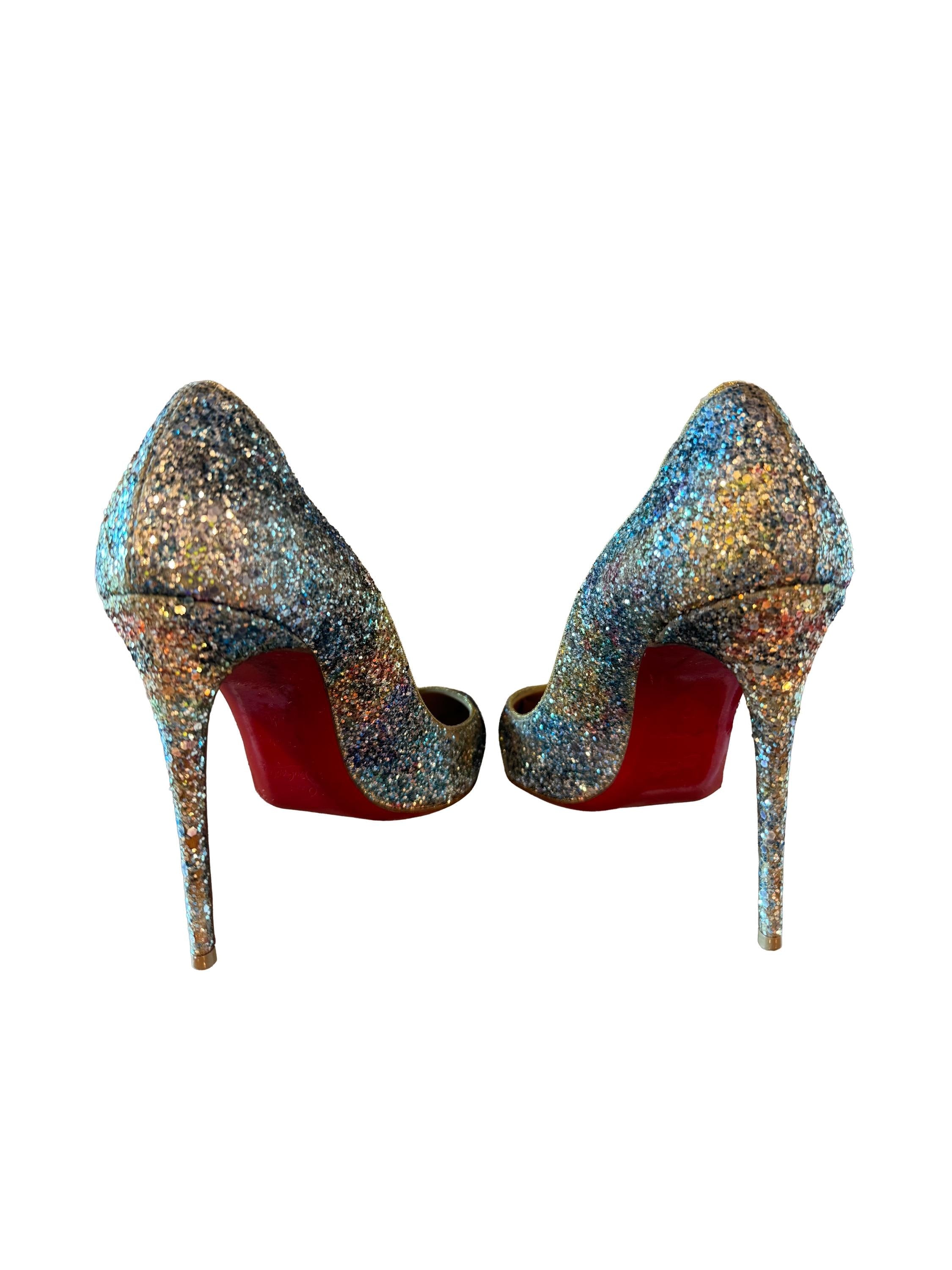 Christian Louboutin So Kate Glitter Accent Pumps