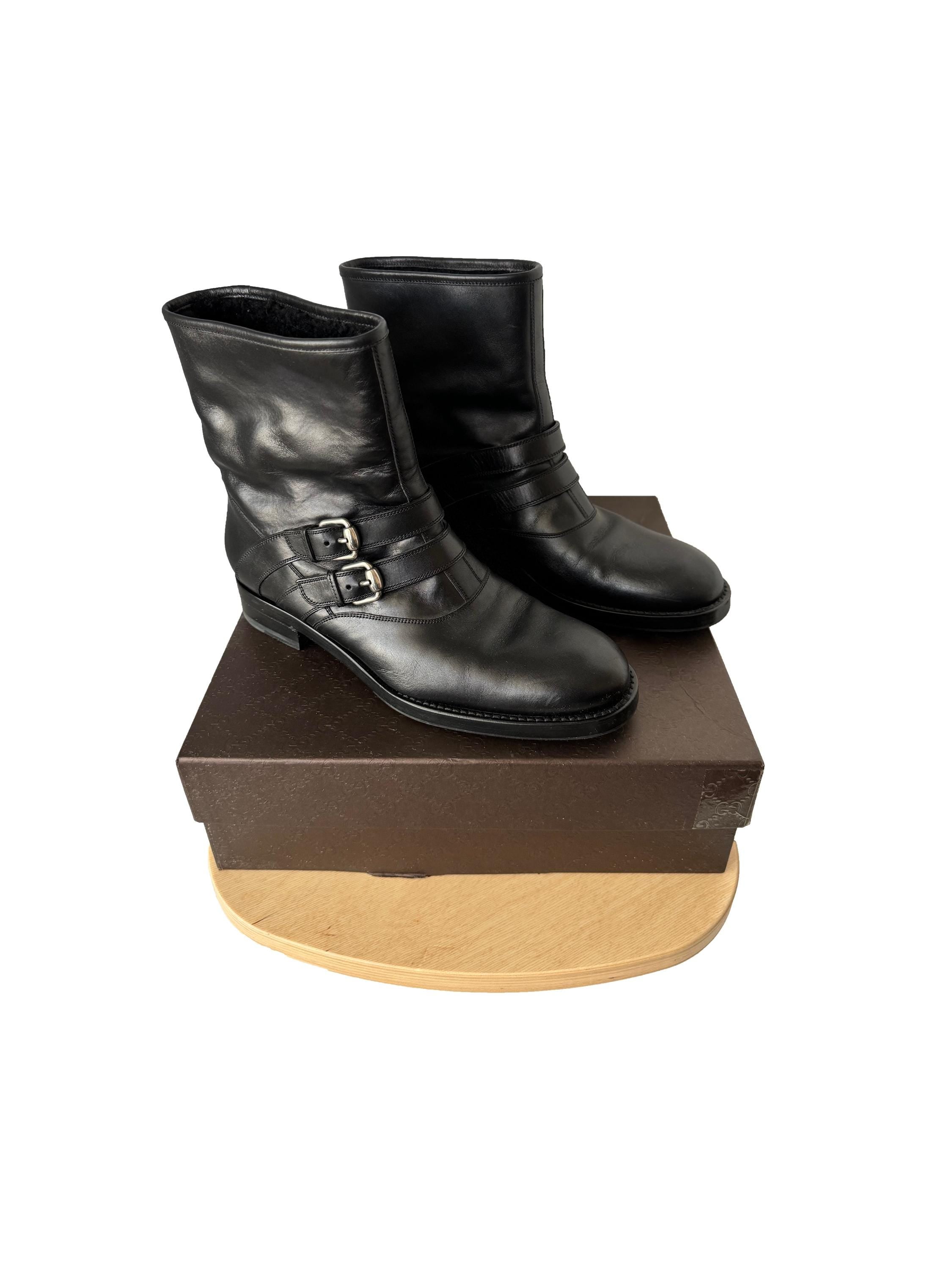 Gucci Moto Boots Cirano Lux/Merinos Riccio Nero