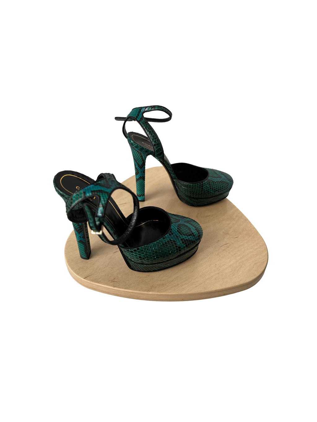 Gucci Huston Python Leather Platform Pumps