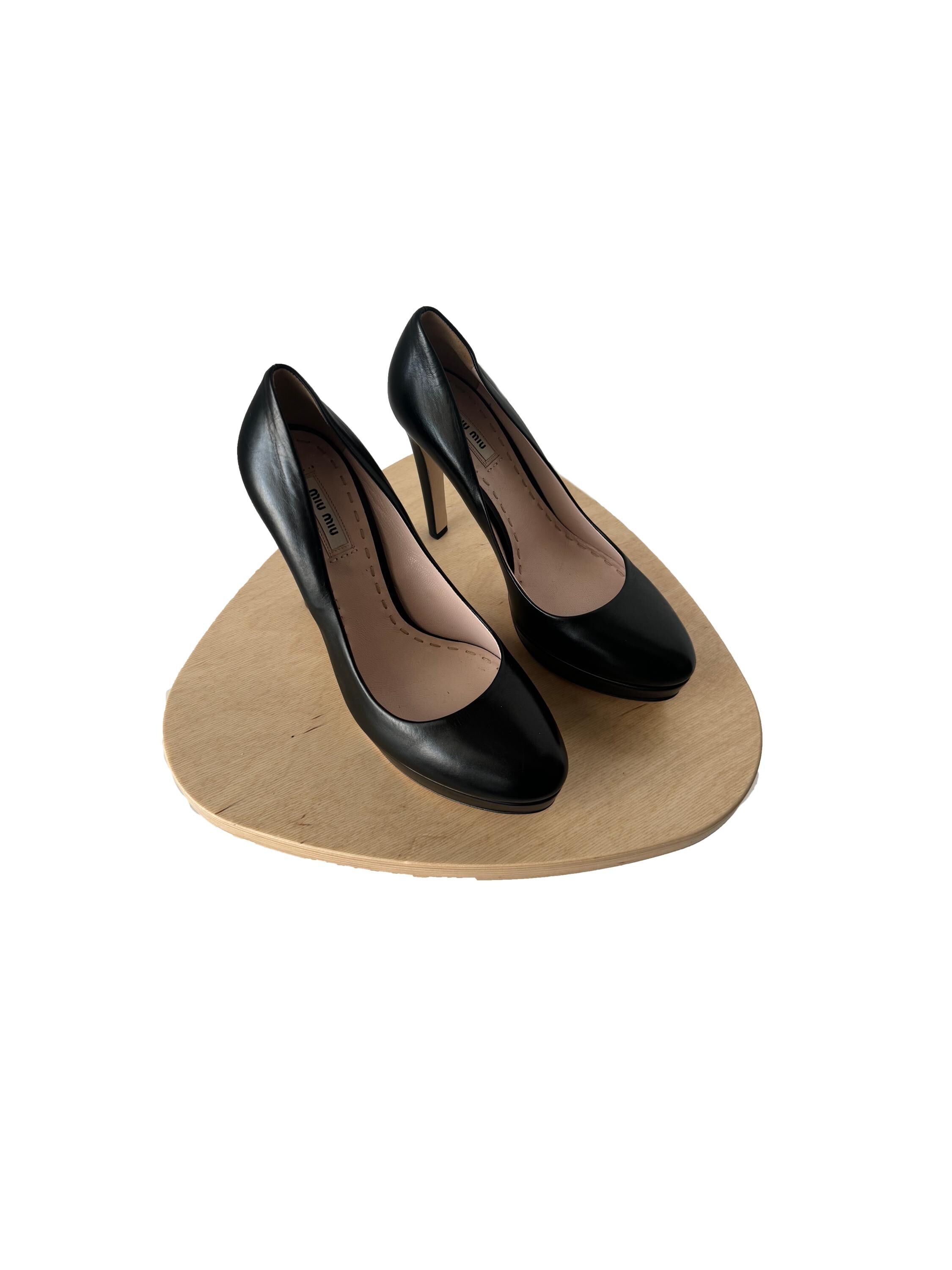 Miu Miu Black Leather Platform Pumps