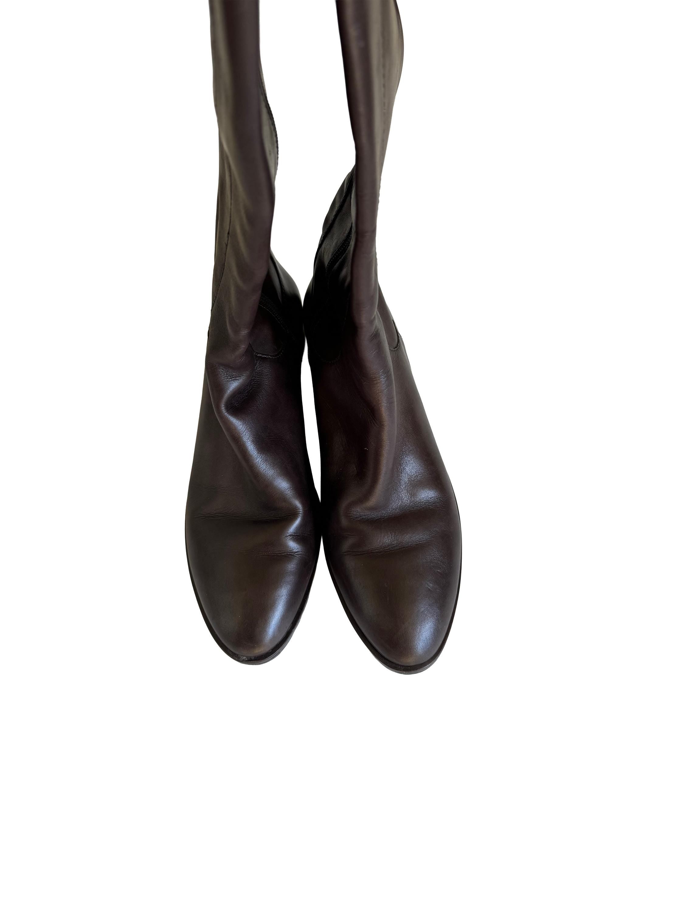 Cole Haan Brown Leather Knee-High Boots Brown