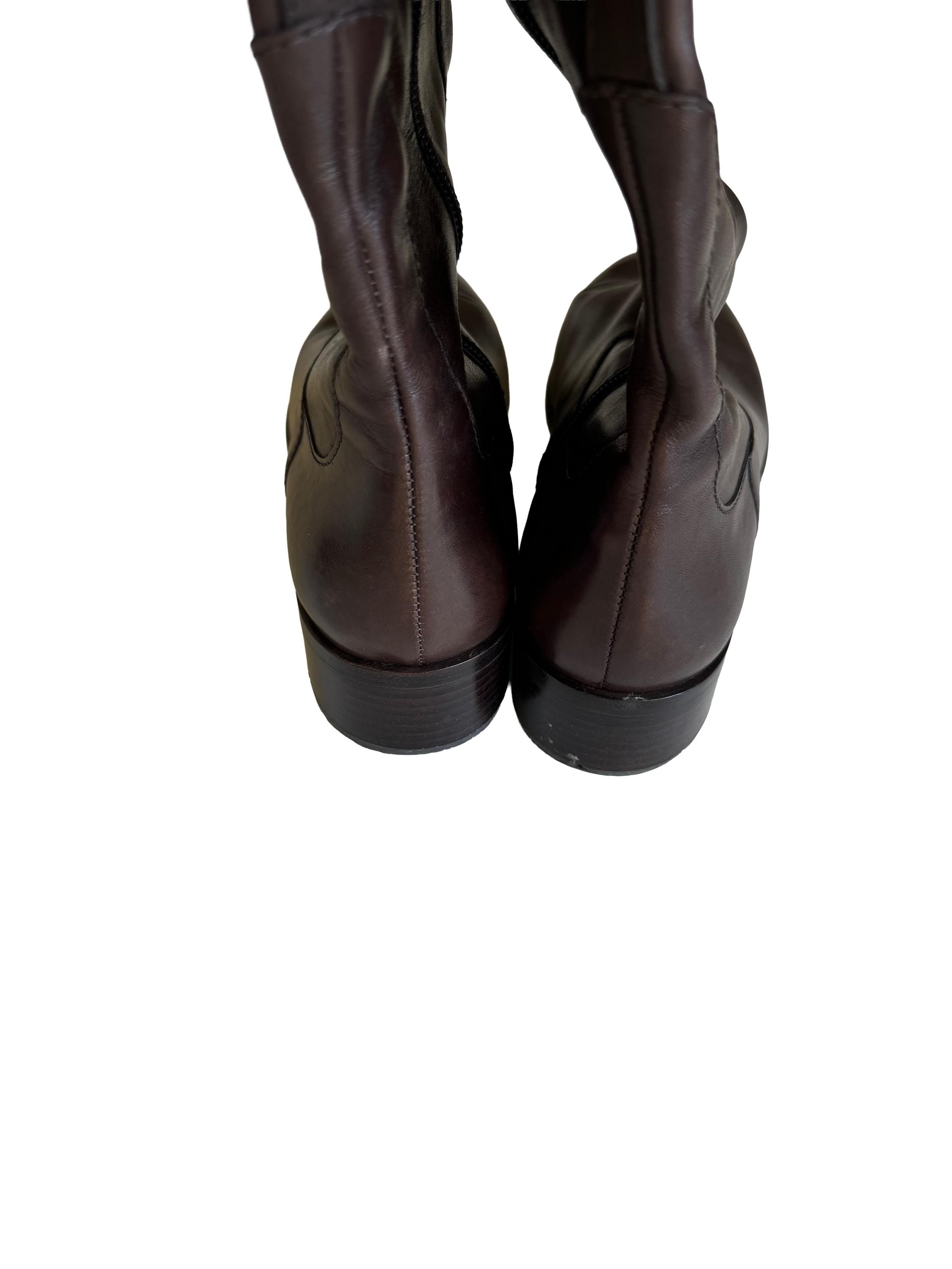 Cole Haan Brown Leather Knee-High Boots Brown