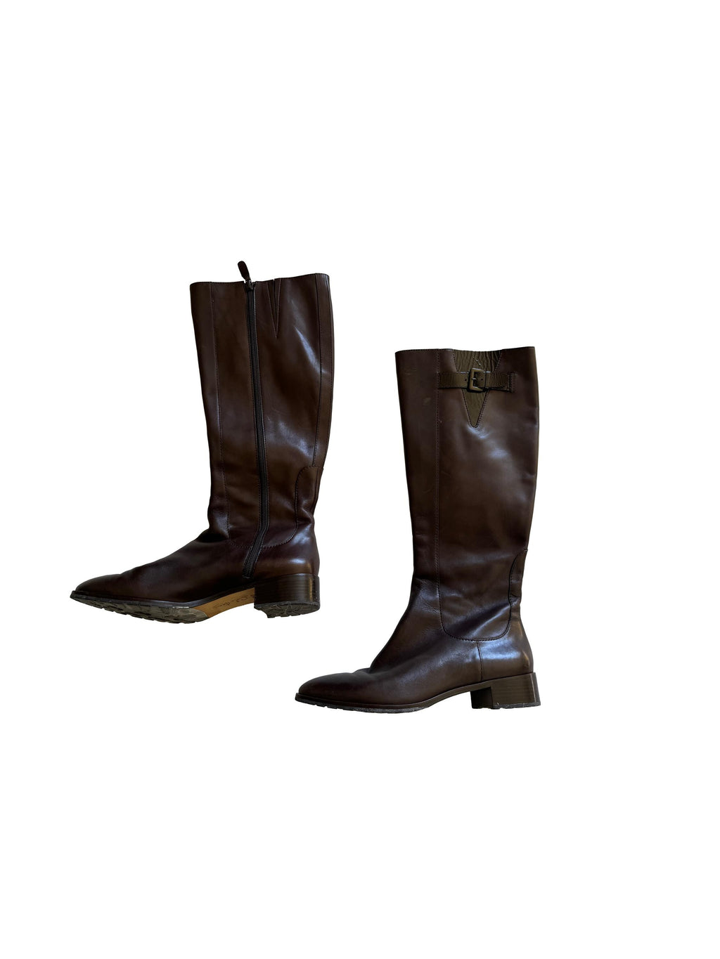 Cole Haan Brown Leather Knee-High Boots Brown